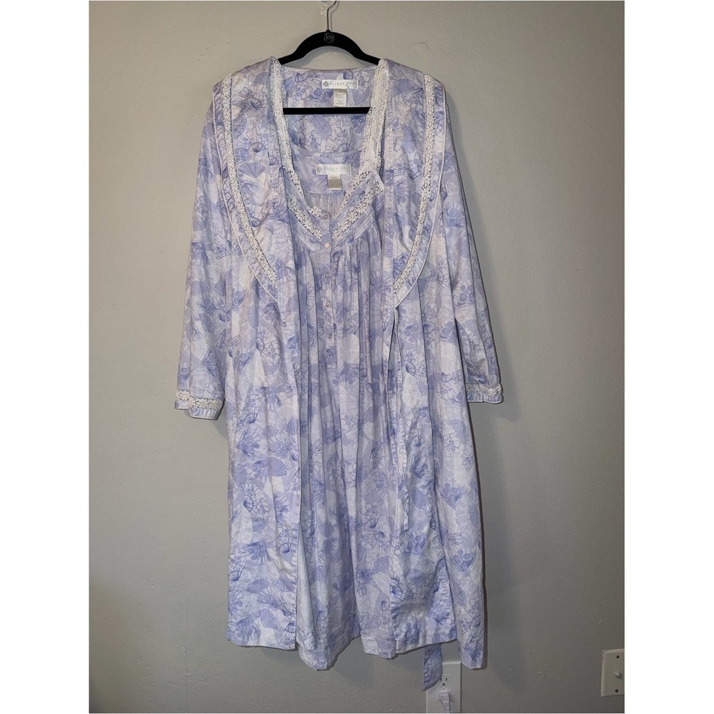 Stunning Eileen West 2-Piece Cotton Nightgown & Robe Set